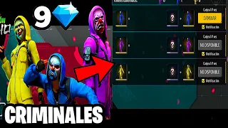 SACANDO TODOS LOS CRIMINALES EN LA RULETA DE TOKENS CRIMINAL FREE FIRE CON 9 DIAMANTES