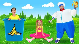 Angelina pretend play a police officer and shows Daniel how to save natural resources.