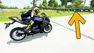 ซิ่งมอไซต์! ชนโซ่ที่ตรึงเอาไว้สภาพรถจะเป็นยังไง?BeamNG.drive Part101
