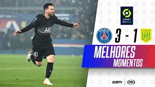 MESSI ANOTA GOLAÇO, E PSG JOGA COM TRIO 'MÁGICO' DE TITULAR | PSG 3 x 1 Nantes | Melhores momentos