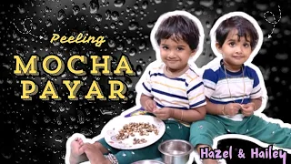 Hazel & Hailey helping mom🥰 | Peeling மொச்ச பயர் | Toddler Activity 🧠