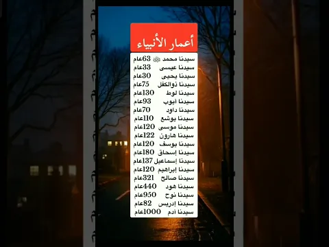 اعمار الانبياء عند وفاتهم