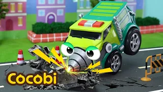 Truk Bor Buat Lubang Besar di Jalan!🚜😱 | Mobil Mainan Anak | Cocobi