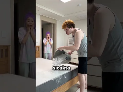 Yaz sıcaklarında yatağı buzlu suyla yıkamasının feci sonu!😭