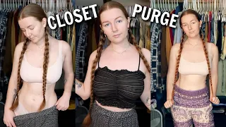 CLOSET PURGE | TRYING ON + CLEANING OUT MY CLOTHES FOR SPRING