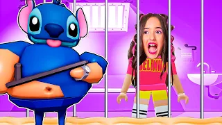 ESCAPE DO POLICIAL STITCH NA PRISÃO AZUL DO ROBLOX! - BELINHA GAMES