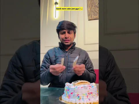 Birthday cake in winter😆🥶 #funny #comedy