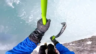 First-Person Ice Climbing up a 400ft Frozen Canyon
