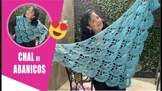 CÓMO TEJER UN CHAL DE ABANICOS EN GANCHO O CROCHET 🐟 🐟  Fácil y Rápido | Yo Tejo con LAURA CEPEDA