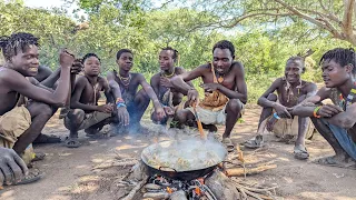 This is how Hadzabe people cooking and eating their lunch together