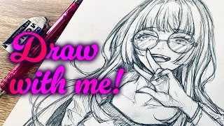【等倍速】サングラスの女子を描いたよ😎｜Draw with me✍️