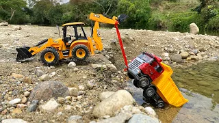 Tata Truck Accident River Pulling Out JCB | Farm Tractor | Tipper Truck | Jcb Video | HS Toy