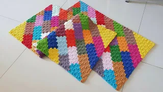 TAPETE LEGO - Tapete em crochê C2C com sobras de fio