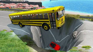 Cars vs Giant Pit Deep Water - Truck Vs Police Cars – BeamNG.Drive