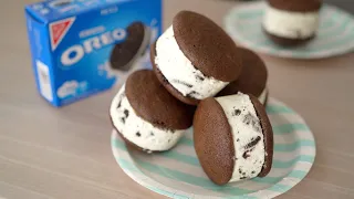 Oreo Cheesecake Ice Cream Sandwiches まあるいオレオチーズケーキアイスクリームサンド