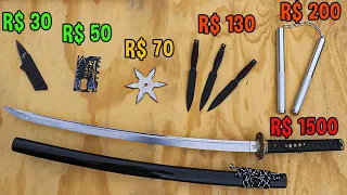 Testando as ARMAS NINJAS mais CARAS e BARATAS
