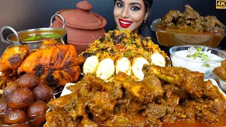 ASMR Eating Spicy Mutton Josh,Chicken Biryani,Liver Curry Masala,Rice Big Bites ASMR Eating Mukbang