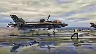 U.S. F-35B Launches On Banana Ramp Of HMS Queen Elizabeth