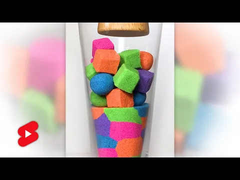 Colorful Cubes Drop and Squish Kinetic Sand Satisfying #shorts