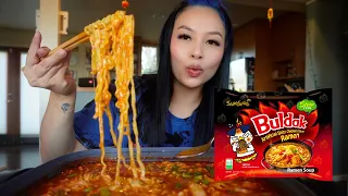 samyang spicy noodles & rice cakes🔥 (recipe + Q&A mukbang)