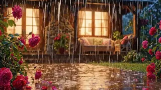 Night – Cozy House with Beautiful Rose Garden – Sleep, Relax, Black Screen