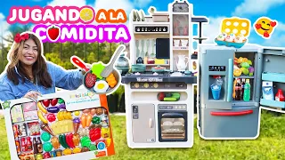 🍔🍳 COCINANDO COMIDA con JUGUETES🍕🥕 en COCINITA DE PLÁSTICO🍗🔥 | JUGANDO A LA COMIDITA
