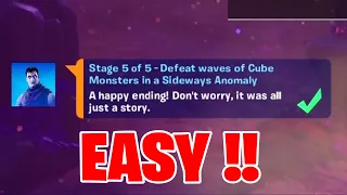 Defeat waves of Cube Monsters in a Sideways Anomaly Fortnite