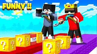 TROLLING MY LITTLE BROTHER IN LUCKY BLOCK RACE 😂