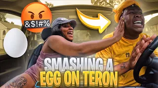CRACKING AN EGG ON TERON TO SEE HOW HE’D REACT (GONE WRONG🤬)