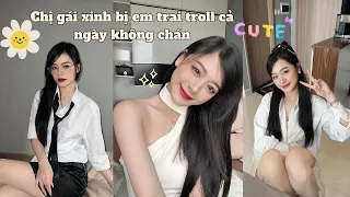 Chị gái xinh bị em trai troll cả ngày không chánn | Linh Châu TikTok