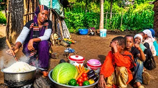 Hardworking African Village Mother Survives with Simple Cabbage Cooking 🌿