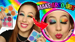 TESTANDO MAKES BARATINHAS| MAKE ARCO-ÍRIS🌈