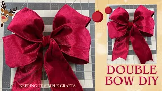 CHRISTMAS CLASSIC DOUBLE BOW TUTORIAL 🎄HOW TO TIE A PERFECT BOW - CHRISTMAS TREE HOME DECOR GIFTS