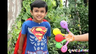 Nihaan play filling water in balloons | Daddy Finger Nursery Rhymes | Learn Colours with Balloons🎈