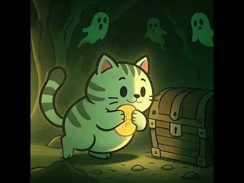 Fat Cat finds Bitcoin treasure in a Ghost Cave 👻🐱