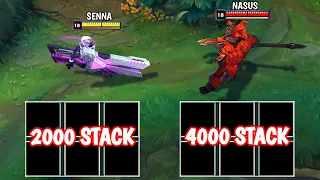 2000 STACK SENNA vs 4000+ STACK NASUS NO ITEM FIGHTS & Best Pentakills!