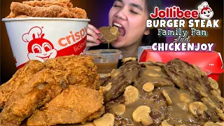 JOLLIBEE ULTIMATE BURGER STEAK FAMILY PAN & CHICKEN JOY MUKBANG PINOY MUKBANG
