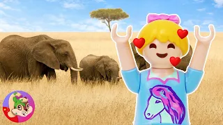 Playmobil 鳥家族：大象如何生活？ 🐘 Hannah 的大型學校專案 Ὅ Playmobil 影片