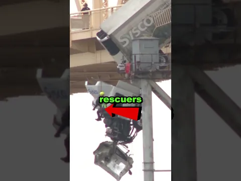 Truck driver rescued after hanging off bridge! 🤯
