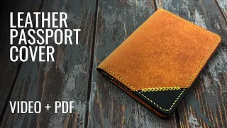 Making a HANDMADE Leather Passport Cover - ASMR DIY TUTORIAL GUIDE