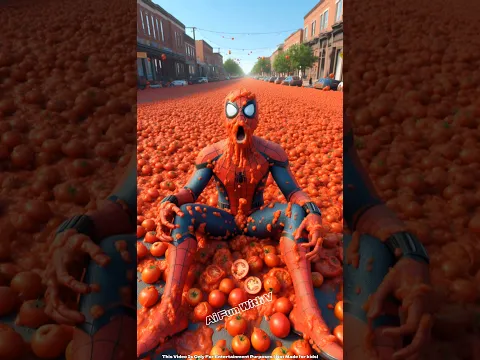 Spiderman ko jabardasti tomato festival mei le aaye sabhi 😮 #spiderman #shorts