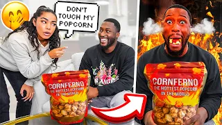 HOTTEST POPCORN IN THE WORLD!! *REVENGE PRANK ON FIANCE*