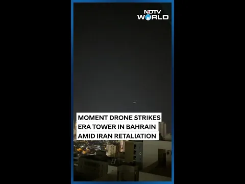 Moment Drone Strikes Era Tower in Bahrain Amid Iran Retaliation