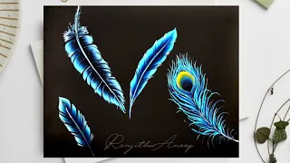 how to paint FEATHERS / acrylic painting 🎨 3 simple ideas