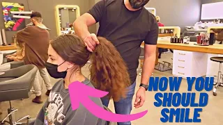 THE GIRL WHO NEVER SMILE FINALLY LAUGH! ( Layer Haircut and BANGS ) hairstyler