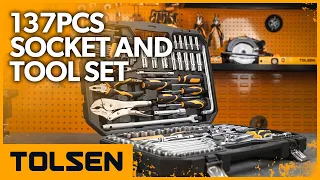 TOLSEN 137Pcs Socket and Tool Set for Auto Repairing & Household