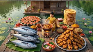 Miniature Doll BIG FISH Cooking ASMR 🐟 | Family Meal Indian Village Tiny Kitchen