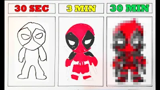 Drawing Deadpool Challenge in 30 sec, 3 min, 30 min