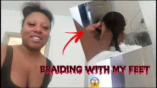 BRAIDING TO THE SCALP WITH MY FEET!!!😱