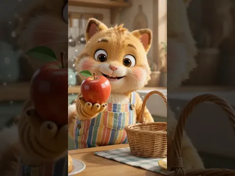Counting Red Apples with a Cute Kitty!